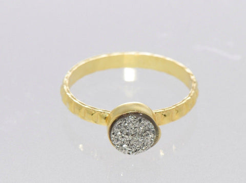 Sterling Silver Druzy Ring Amethyst .925 Sterling Silver 18k Gold Plated Grey - Jewelryland.com
