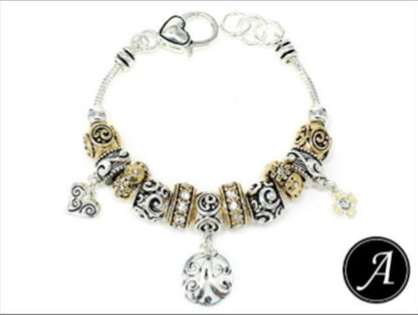 Letter A Monogram Initial Charm Bracelet - Jewelryland.com