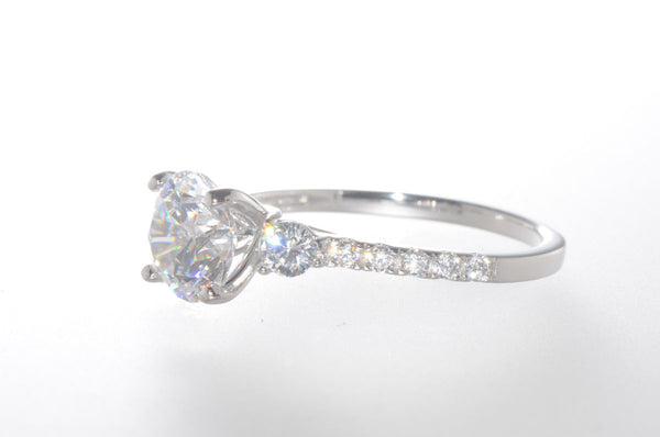 Sterling Silver Cubic Zirconia Ring 7mm Round Center CZ Stone with Accent Stones - Jewelryland.com