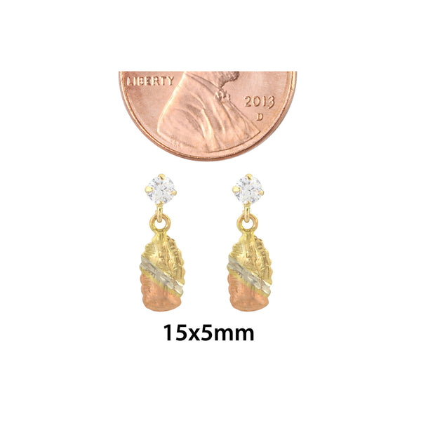 10k Gold Guadalupe Dangle Earrings Screwbacks Tri Color Yellow White Rose Gold - Jewelryland.com