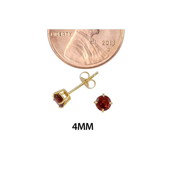 Garnet Earrings 14k Yellow Gold January Birthstone Studs - Genuine Gemstone - Jewelryland.com