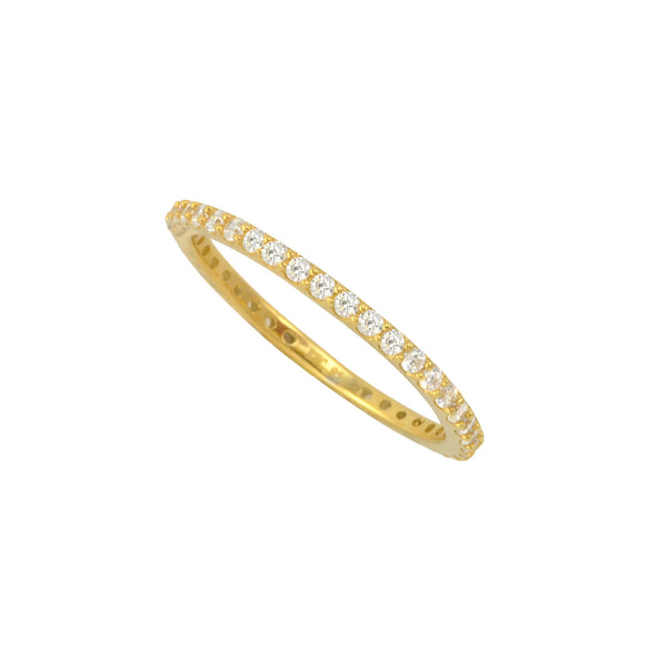 Sterling Silver Cubic Zirconia Ring Stackable Yellow Gold Plated - 1.5mm Wide - Jewelryland.com