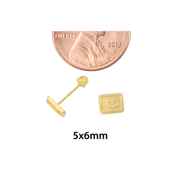 Smiley face Stud Earrings 10k Yellow Gold with Screwbacks Happy Sad 5x6 - Jewelryland.com