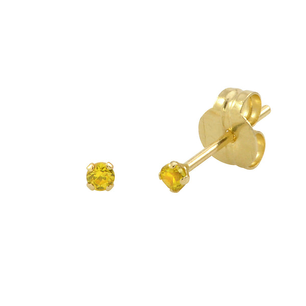 14k Yellow Gold Citrine Yellow Cubic Zirconia Stud Earrings Round Birthstone CZ - Jewelryland.com