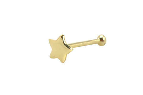 Nose Stud 22G 3mm Star 14k Yellow Gold Nose Bone Pin - Jewelryland.com