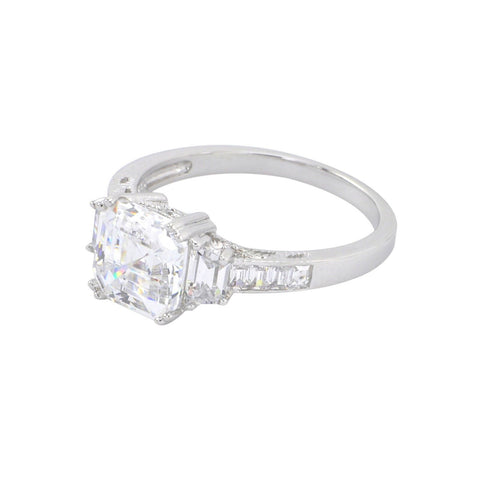 Princess Cut Clear CZ Sterling Silver Ring 9mm Cubic Zirconia - Jewelryland.com