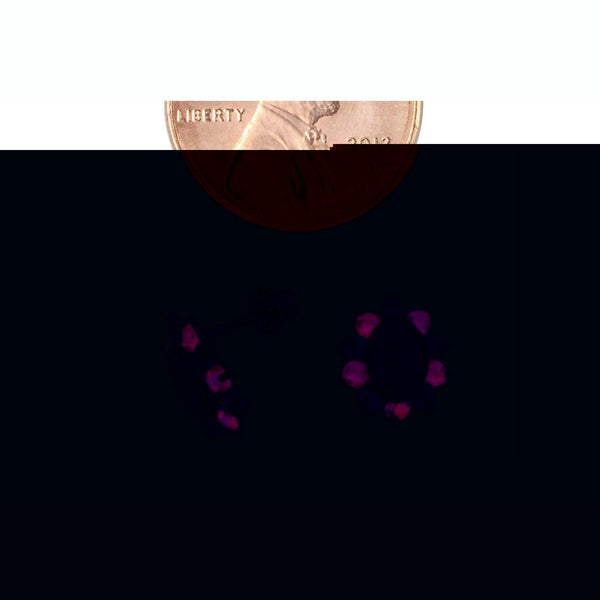 Guadalupe Screwback Stud Earrings Small .925 Sterling Silver 10mm Red Clear CZ - Jewelryland.com