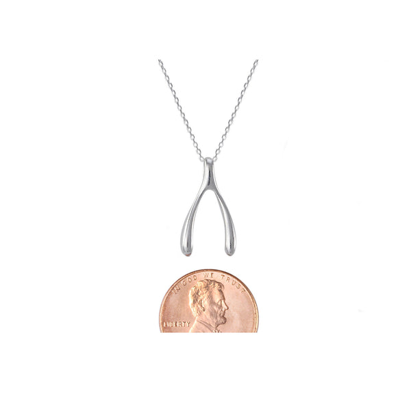 925 Sterling Silver Wishbone Pendant Necklace on 18 Inch Chain - Jewelryland.com