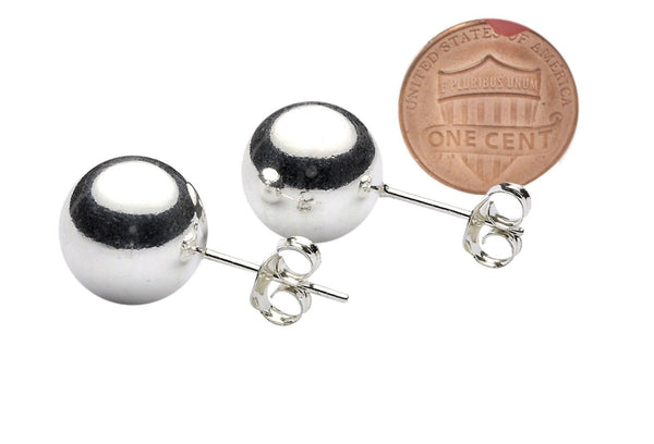 Sterling Silver Ball Stud Earrings .925 - High Polish 2mm-12mm - Jewelryland.com