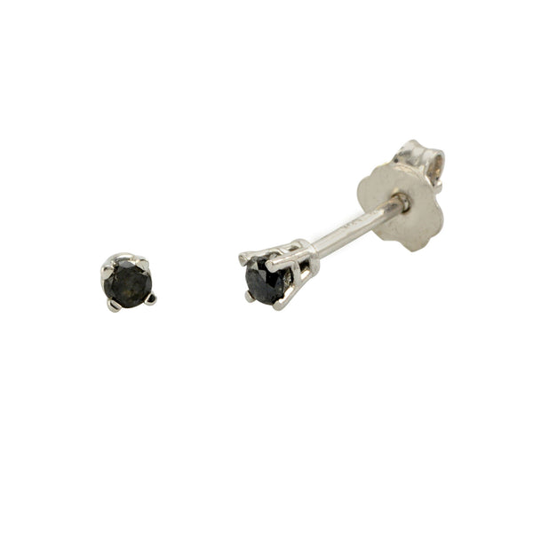 Sterling Silver Black Diamond Stud Earrings (.012 cttw, I-J, I2-I3) - Jewelryland.com