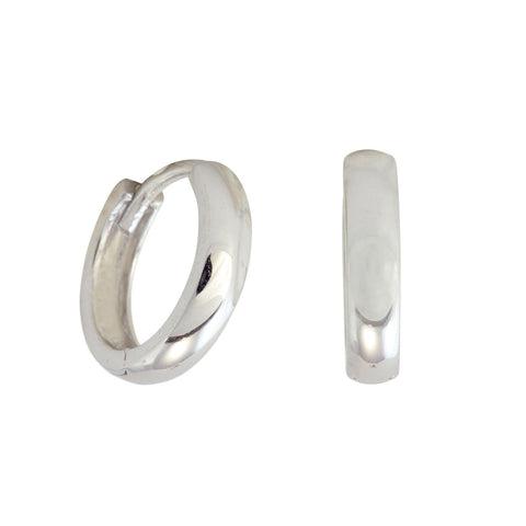 10k White Gold Huggie Hinged Hoop Earrings Smooth High Polish 11mm x 2mm - Jewelryland.com