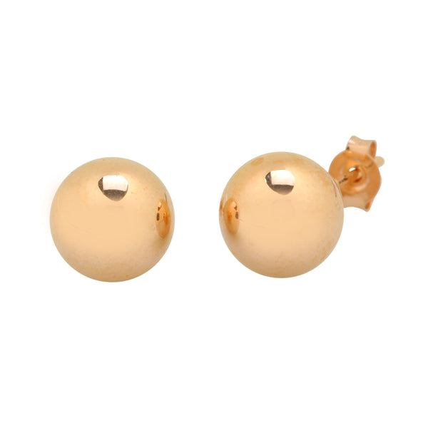 14k Rose Gold Earrings Round Ball Studs High Polish 3mm-9mm - Jewelryland.com