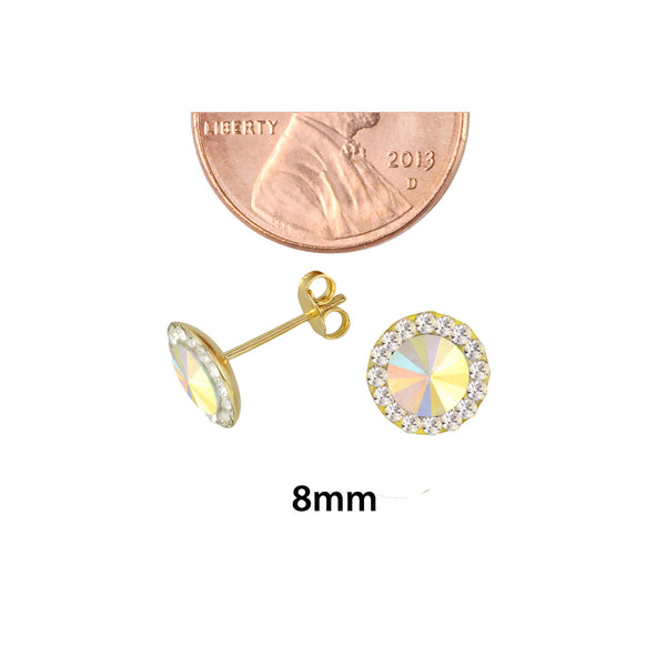 10k Yellow Gold Multicolor AB Prism Stud Earrings 8mm - Jewelryland.com