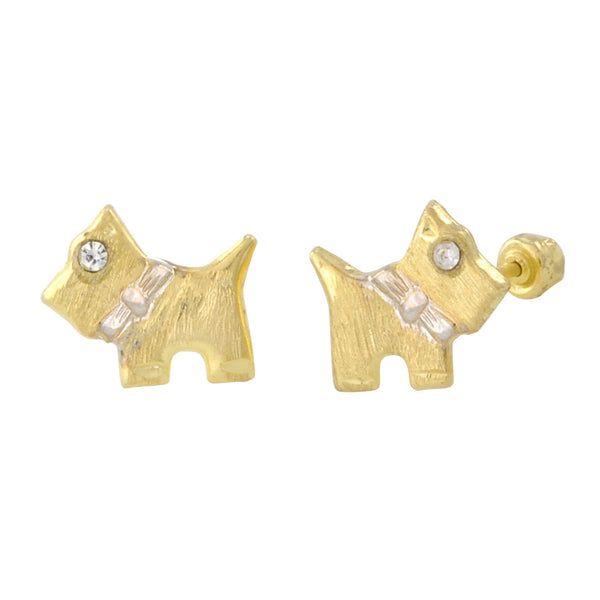 Childrens Earrings Dog 10k Gold Screwbacks - Jewelryland.com