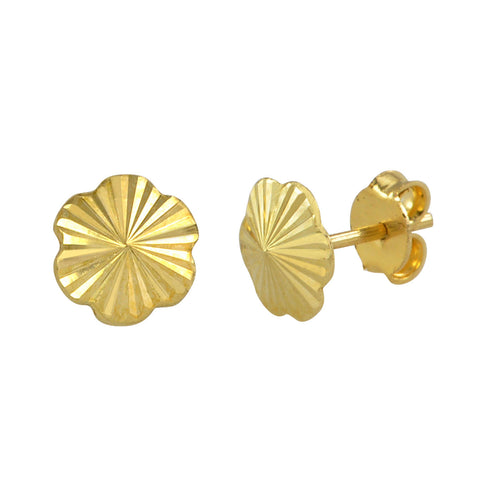 10k Yellow Gold Flower Earrings Laser Cut Design with Pushbacks 6mm - Jewelryland.com
