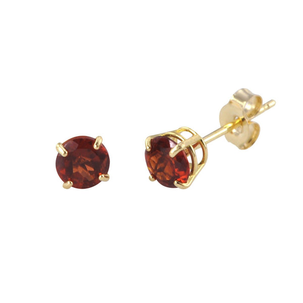 Garnet Earrings 14k Yellow Gold January Birthstone Studs - Genuine Gemstone - Jewelryland.com