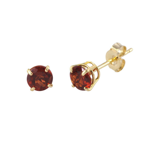 Garnet Earrings 14k Yellow Gold January Birthstone Studs - Genuine Gemstone - Jewelryland.com