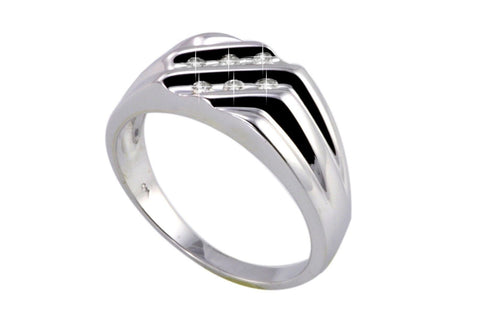.925 Sterling Silver Mens .15ct Diamond Ring Size 10.5 - High Polish - Jewelryland.com