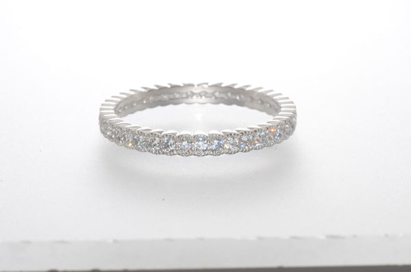 Elegant Sterling Silver Cubic Zirconia Eternity Ring 3mm Wide Band - Jewelryland.com
