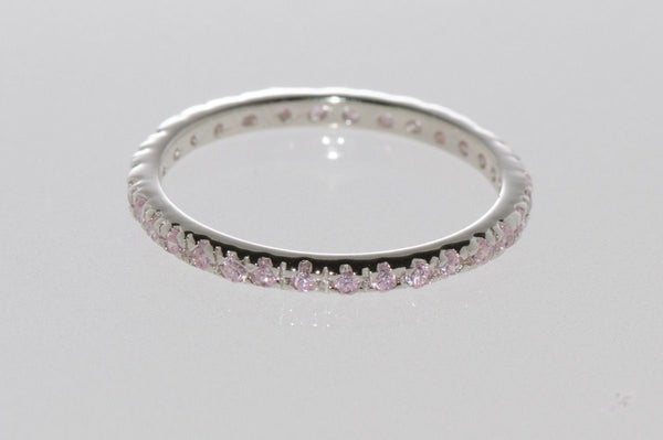 Pink CZ Eternity Band Ring Cubic Zirconia Stackable Sizes 4 5 6 7 8 9 10 - Jewelryland.com