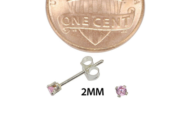 925 Sterling Silver Round Pink Cubic Zirconia CZ Stud Earrings - Jewelryland.com
