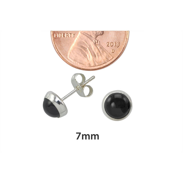 Sterling Silver Garnet Gemstone Earrings 7 mm Round - Jewelryland.com