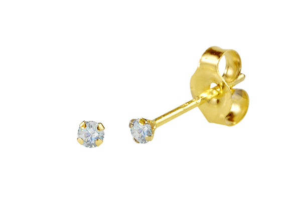 14k Yellow Gold Round CZ Cubic Zirconia Stud Earrings - Jewelryland.com