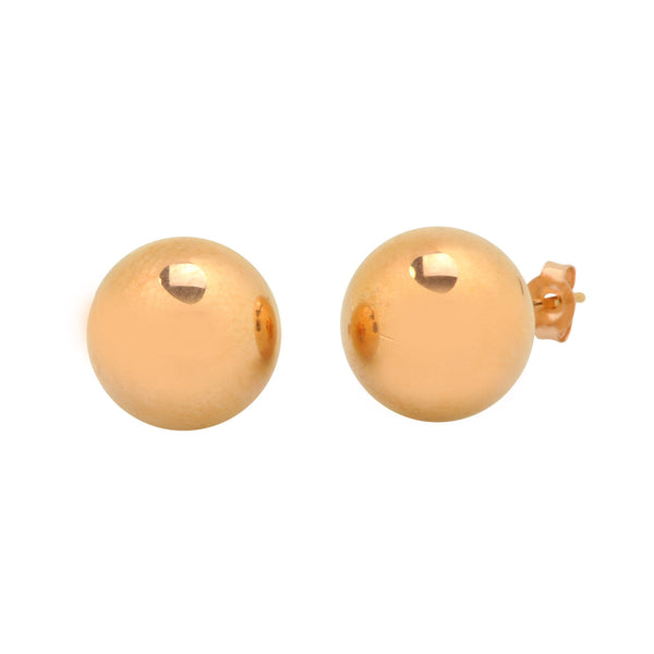 14k Rose Gold Earrings Round Ball Studs High Polish 3mm-9mm - Jewelryland.com