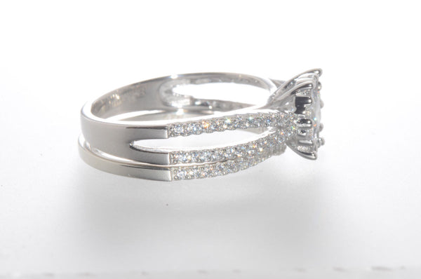 Sterling Silver CZ Wedding Ring Set 1/2 ct Cubic Zirconia CZ - Jewelryland.com
