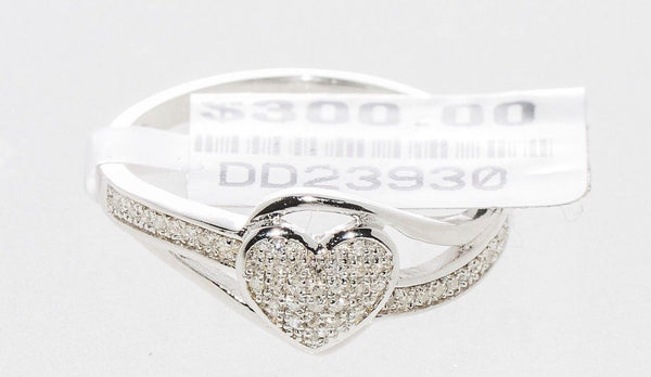 Diamond Heart Ring .15ct Sterling Silver, Size 7.25 - Jewelryland.com