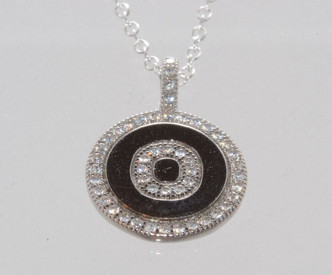 Sterling Silver Letter O Initial Pendant & Necklace CZ Cubic Zirconia micropave - Jewelryland.com