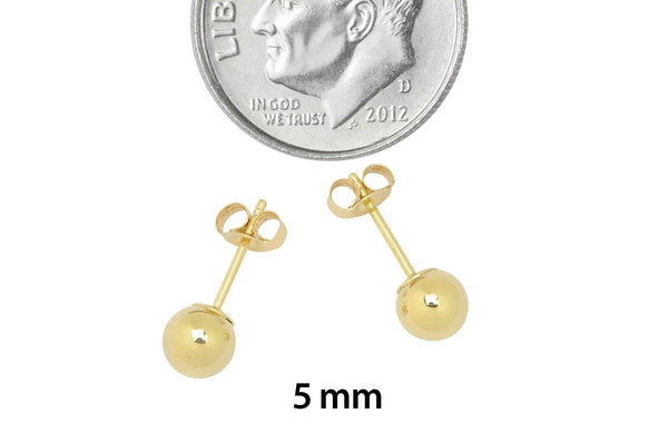10k Yellow Gold Ball Stud Earrings For Kids 2mm-7mm - Jewelryland.com