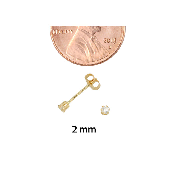 14k Yellow Gold 6 Prong Round Cubic Zirconia CZ Stud Earrings - Jewelryland.com
