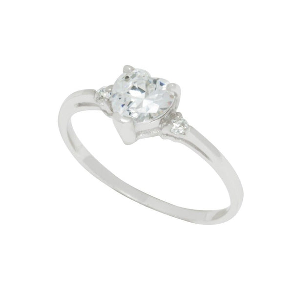 Sterling Silver Heart Ring Cubic Zirconia Clear