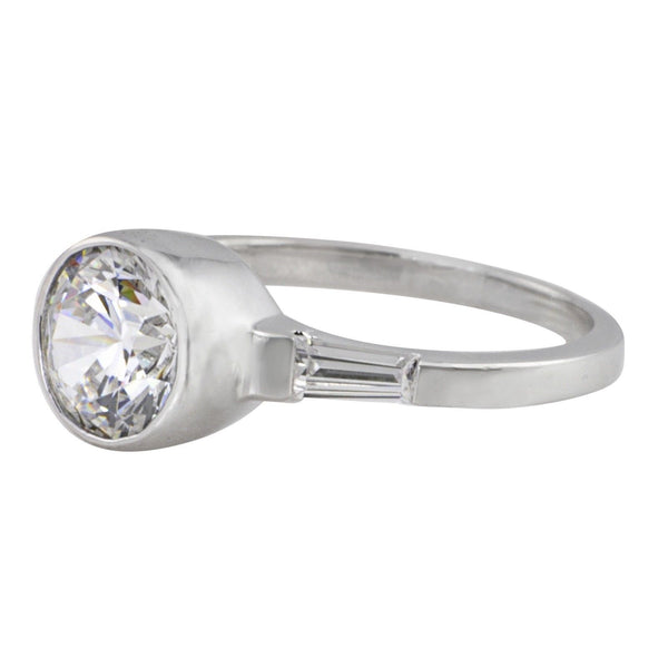 Womens CZ Ring Bezel Set .925 Sterling Silver 9mm Cubic Zirconia Rhodium - Jewelryland.com