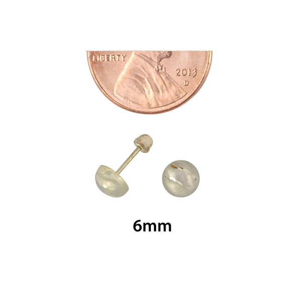 10k White Gold Half Ball Screwback Stud Earrings Matte Finish Laser Cut 4mm-7mm - Jewelryland.com