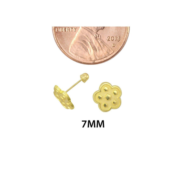 10k Yellow Gold 5 Petal Flower Stud Earrings Screwbacks - 7mm - Jewelryland.com