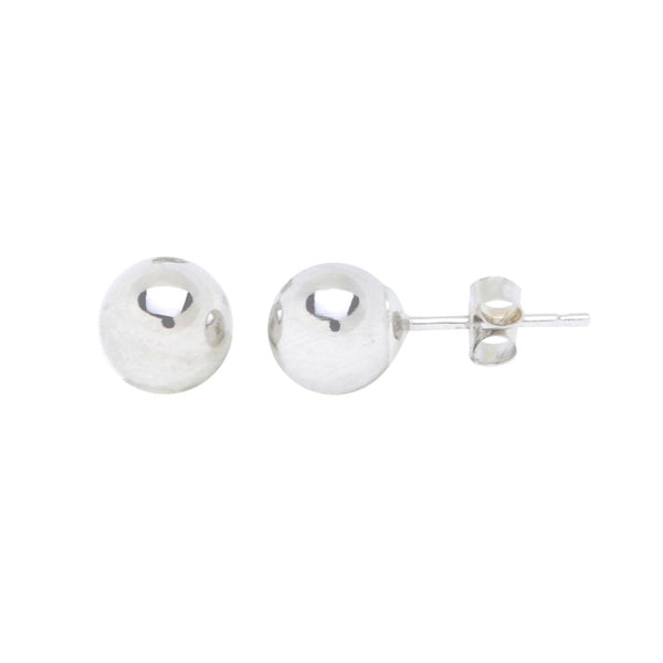 14k White Gold Ball Stud Earrings Pushbacks | Jewelryland.com