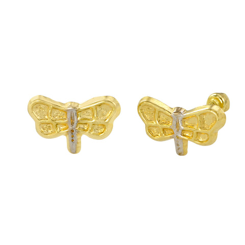 10k Yellow Gold Dragonfly Screwback Earrings 7x12 - Jewelryland.com