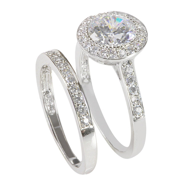 Womens Engagement Ring Set Bridal Clear CZ .925 Sterling Silver - Jewelryland.com