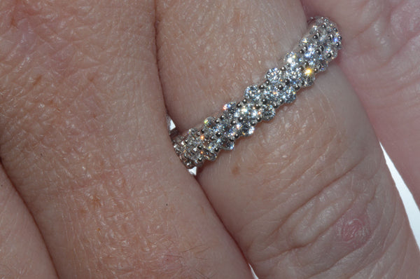 925 Sterling Silver Cubic Zirconia Micropave Set Eternity CZ Ring 4mm Wide Band - Jewelryland.com