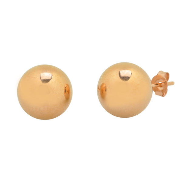 14k Rose Gold Earrings Round Ball Studs High Polish 3mm-9mm - Jewelryland.com