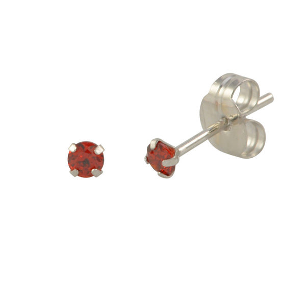 14k White Gold Round Garnet Red Cubic Zirconia Stud Earrings Prong Set - Jewelryland.com