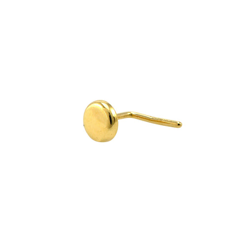 Nose Stud 3.5mm Flat Disc Curved 22G 14k Yellow Gold L Shaped Nose Pin - Jewelryland.com