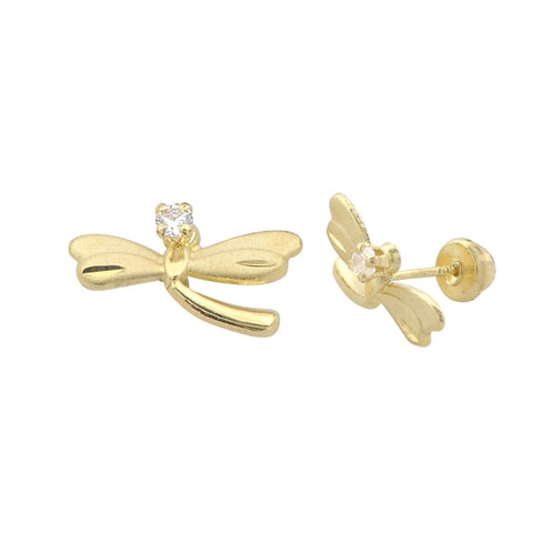 10k Yellow Gold Dragonfly Stud Earrings with Screwbacks - Jewelryland.com