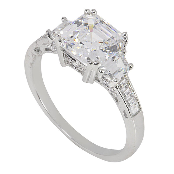Princess Cut Clear CZ Sterling Silver Ring 9mm Cubic Zirconia - Jewelryland.com
