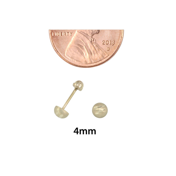 10k White Gold Half Ball Screwback Stud Earrings Matte Finish Laser Cut 4mm-7mm - Jewelryland.com
