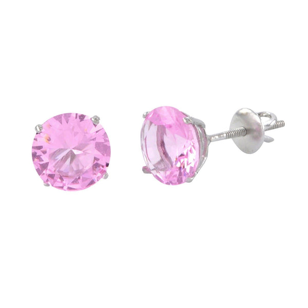 Sterling Silver Pink Cubic Zirconia Screwback Stud Earrings CZ - Jewelryland.com
