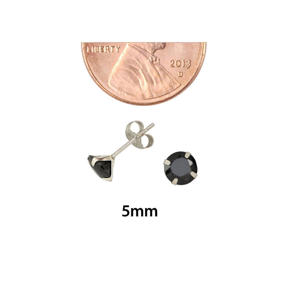 14k White Gold Black Cubic Zirconia Stud Earrings Round CZ - Jewelryland.com