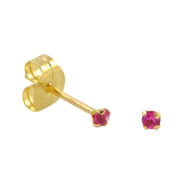 10k Yellow Gold Red Ruby CZ Stud Earrings Cubic Zirconia Round Prong Set - Jewelryland.com